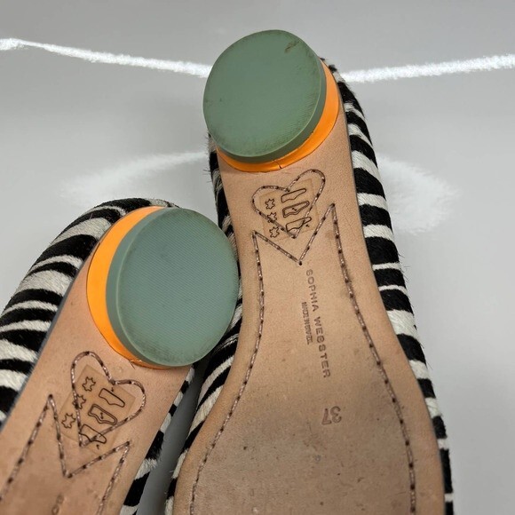 Sophia Webster Loca Zebra Printed Calf Hair Flats Size 37 baddie  retro boho - Picture 4 of 14